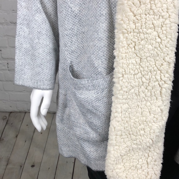 Only Size 1X Left! Style & Co Gray Heather Sherpa Cardigan Plus Size - Picture 6 of 6